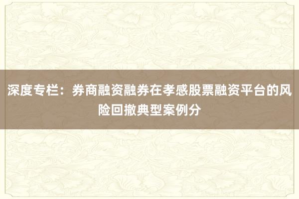 深度专栏：券商融资融券在孝感股票融资平台的风险回撤典型案例分