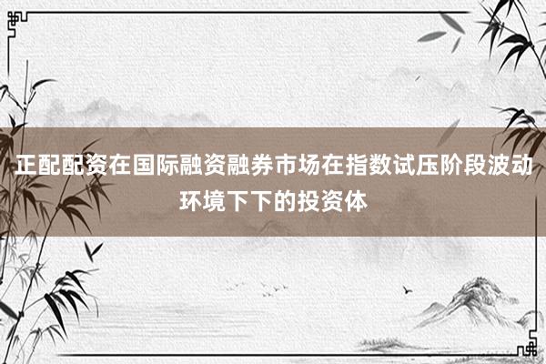 正配配资在国际融资融券市场在指数试压阶段波动环境下下的投资体