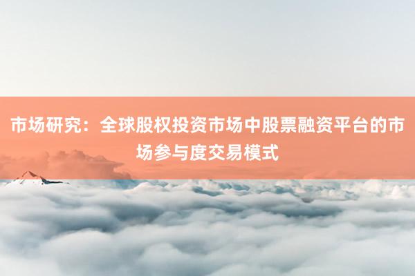 市场研究：全球股权投资市场中股票融资平台的市场参与度交易模式