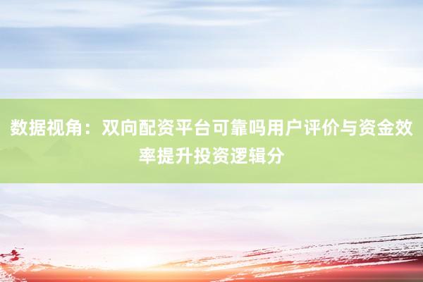 数据视角：双向配资平台可靠吗用户评价与资金效率提升投资逻辑分
