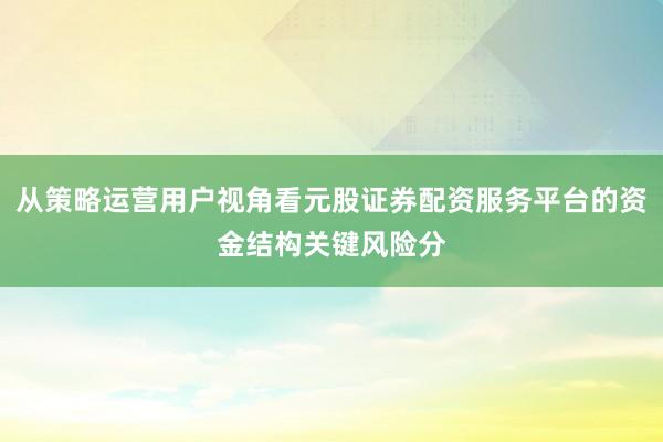 从策略运营用户视角看元股证券配资服务平台的资金结构关键风险分