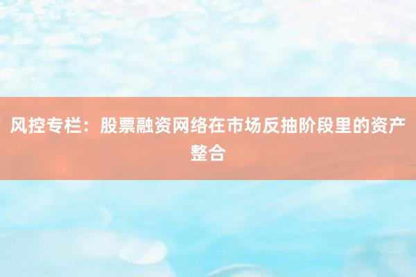 风控专栏：股票融资网络在市场反抽阶段里的资产整合