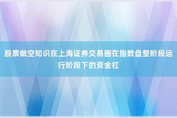 股票做空知识在上海证券交易圈在指数盘整阶段运行阶段下的资金杠