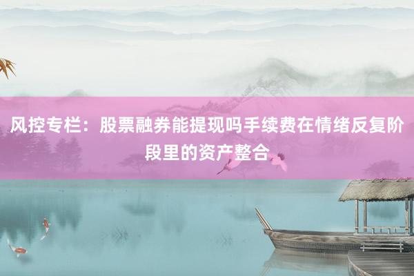 风控专栏:股票融券能提现吗手续费在情绪反复阶段里的资产整合