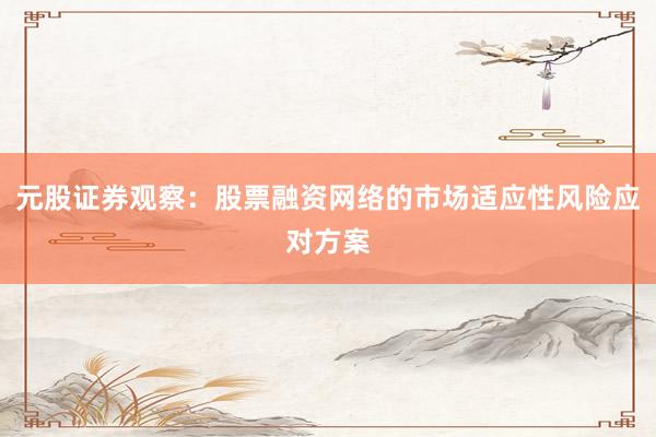 元股证券观察:股票融资网络的市场适应性风险应对方案