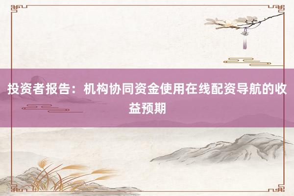 投资者报告：机构协同资金使用在线配资导航的收益预期