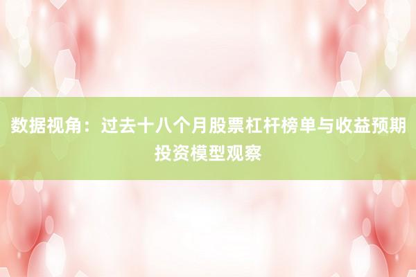 数据视角：过去十八个月股票杠杆榜单与收益预期投资模型观察