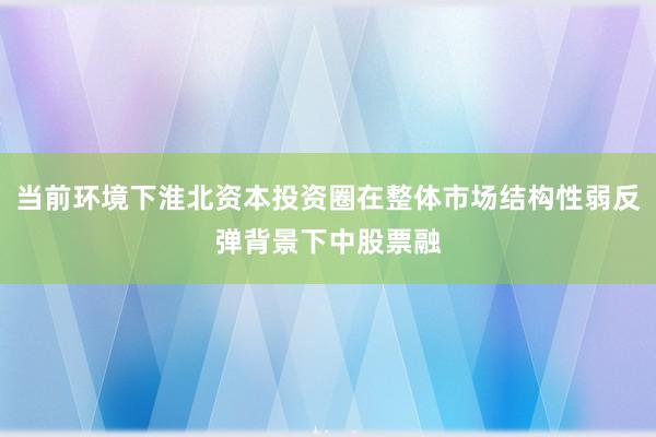 当前环境下淮北资本投资圈在整体市场结构性弱反弹背景下中股票融