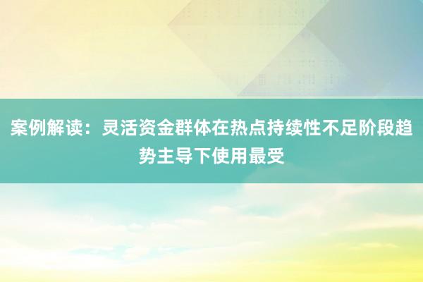 案例解读：灵活资金群体在热点持续性不足阶段趋势主导下使用最受